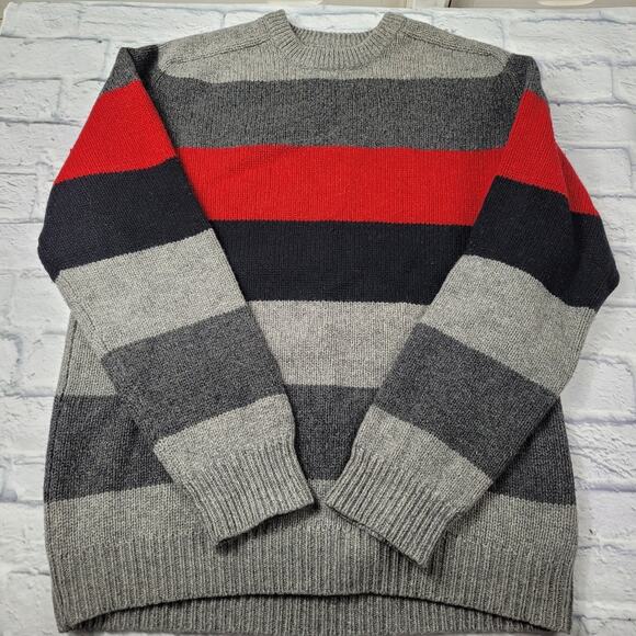 Cherokee Lambswool Blend Wide Charcoal Striped Sweater size XL - Picture 2 of 11
